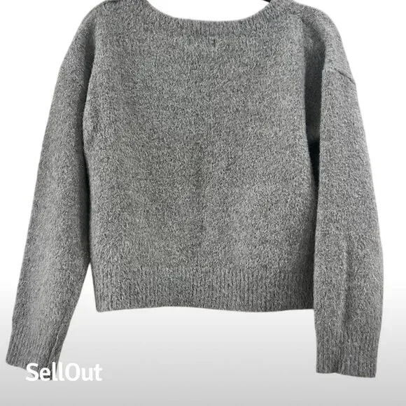 Anthropologie Maeve Women's XS Gray Sparkle Bow Pullover Sweater - Picture 2 of 4